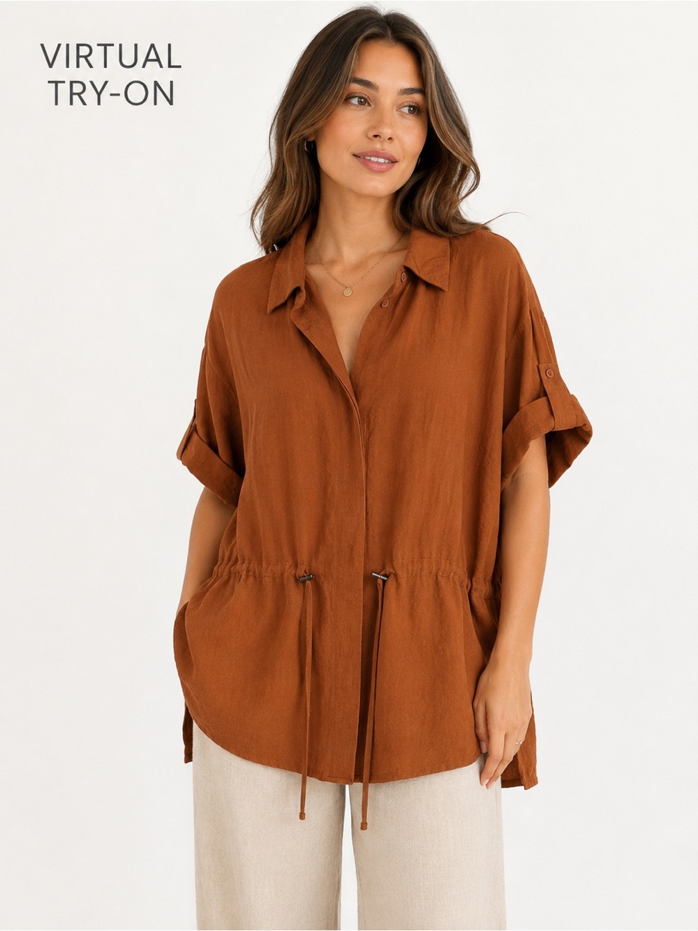 Simply Vera Vera Wang Women’s Button Front Drawstring Shirt XXL See Measurements